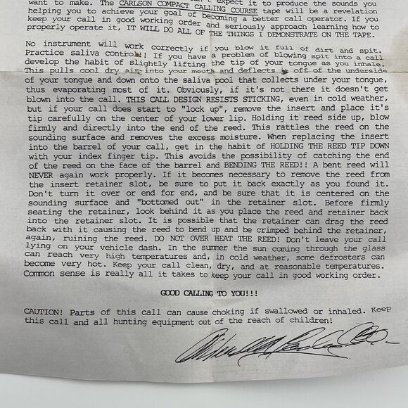 CCC Carlson Championship Calls Brown Duck Call With Lanyard, Tape + Paperwork - Picture 15 of 15